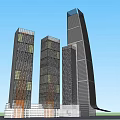 Modern High Rise Office Buildings With Glass Curtain Walls And Blue Sky Background