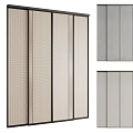Modern Sliding Doors With Beige Light Gray Fabric Panels And Black Frames Design