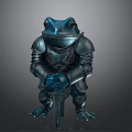 Blue Frog Wearing Medieval Armor Holding Sword with Mythical Details