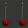 Elegant Red Spherical Bead Earrings With Gold Chain Details In Jewelry