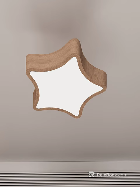 Modern Star Shaped Wooden Frame Ceiling Light With White Light Panel Design 3d model