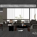 Modern sofa coffee table combination home 3d model