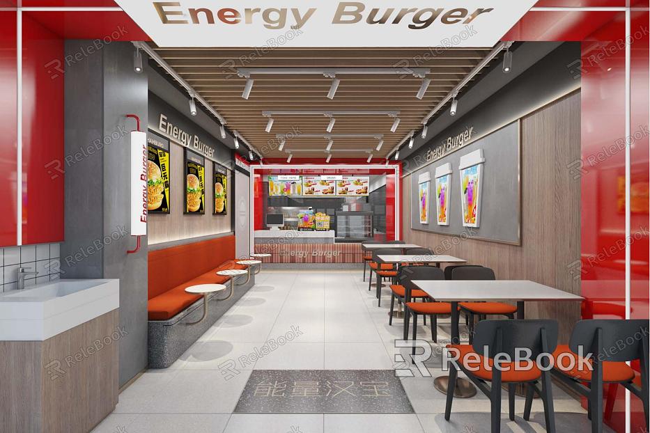 Modern Burger Shop Energy Burger model