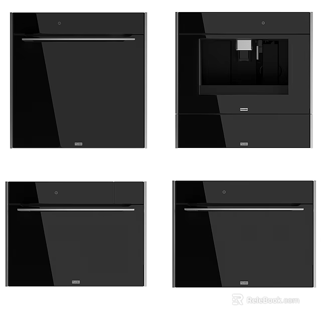 Modern Black Built in Kitchen Appliances with Sleek Design and Smooth Surface 3d model 