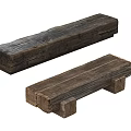 Two Rustic Wooden Stools With Natural Wood Grain And Sturdy Rectangular Shape