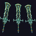 Cursed Dungeon Sword Knight Sword Skull Sword Weapon Cold Weapon Game Equipment Undead Sword 3d model