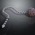Antique Style Weapon Featuring Silver Chain Polyhedral Sphere And Turquoise Accented Handle 3d model