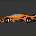 Orange Futuristic Sports Car With Sleek Design Transparent Roof And Sporty Wheels