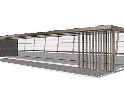 Modern Pergola Structure With Metal Columns And Louvered Panels On Stone Ground 3d model