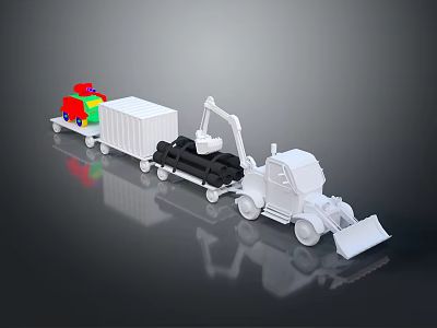 Kids Truck Themed Storage Furniture With Container Design And Toy Compartments 3d model