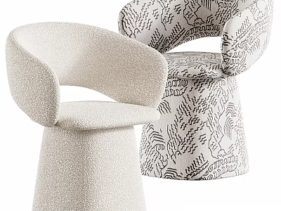 Modern Accent Chairs With Curved Design Knitted Texture And Black White Pattern 3d model