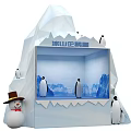Iceberg Themed Penguin Exhibition Display With Snowman And Penguin Figures