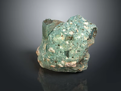 Natural Stone Featuring Green Patina Irregular Holes And Rough Texture Design 3d model