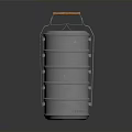 Durable Stackable Metal Food Container With Orange Handle And Multiple Layers