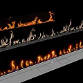 Modern Fireplace Design With Burning Flames And Decorative Pebbles In Home Interior