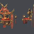Traditional Chinese Ornate Decoration With Red Gold Dragon Motifs And Tassels