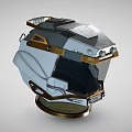 Futuristic Sci Fi Helmet Design With White And Gold Metallic Finish Transparent Visor
