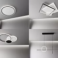 Modern Minimalist Ceiling Lights With Circular Square Ring And Linear Designs For Home Interior 3d model