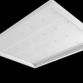 Modern White Ceiling Design With Recessed Lights And Grid Panel Pattern