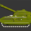 Green Tank 3D Model with Yellow Dots Tracks and Cannon 3d model