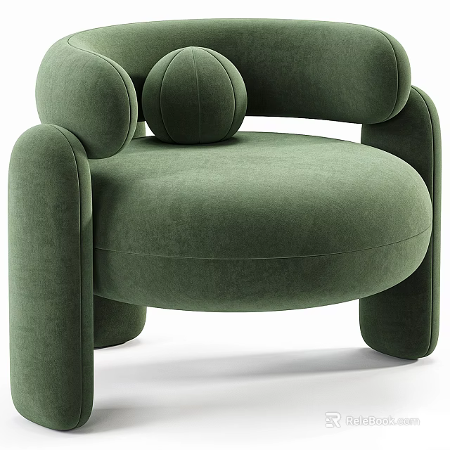Green Velvet Sofa and Coffee Table Set With Round Modern Living Room Design 3d model 