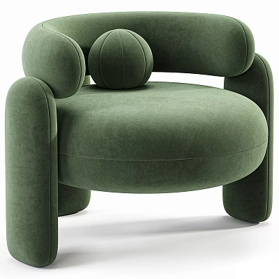 Green Velvet Sofa and Coffee Table Set With Round Modern Living Room Design 3d model