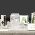 Contemporary Exhibition Booth Design With Lighting Display Screens And Glass Elements
