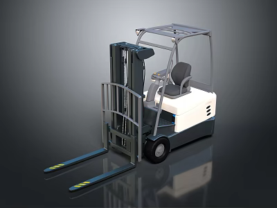 Electric Forklift Truck With Enclosed Cab And Front Forks For Industrial Operations 3d model