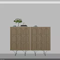 Light Wood Entryway Console Cabinet with Arched Doors Metal Legs and Decorative Top
