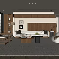 Modern Living Room Interior With Wooden Accent Wall Beige Sofa Coffee Table And Area Rug