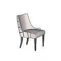 Modern Light Gray Upholstered Dining Chair With Dark Wooden Legs White Textured Wall
