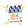 Calendar Desk Calendar Number One Calendar Digital Cartoon Calendar Cartoon Desk Calendar 3d model