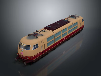 Vintage Electric Train With Cream And Maroon Color Streamlined Front And Windows 3d model
