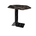Stylish Side Table with Marble Top and Brushed Metal Support Legs for Home Decor