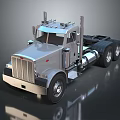 Silver Heavy Duty Truck Cab With Chrome Grille And Large Tires 3d model
