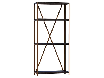 Modern Metal Frame Shelving Unit With Cross Support And Multi Tier Design 3d model