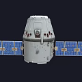 White Spacecraft Crew Capsule With Blue Solar Panels And Orbital Modules 3d model