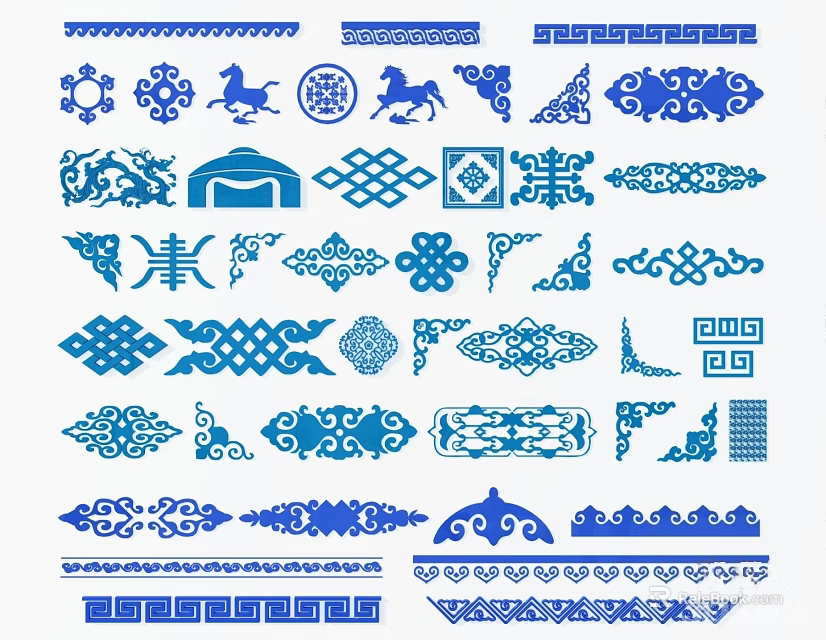 Traditional Carvings With Various Geometric Patterns Animal Motifs And Decorative Elements 3d model 