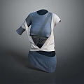 Modern Asymmetric Knitted Clothing With Blue Gray Patchwork And Layered Design 3d model