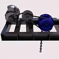 Mechanical Device With Black Base Silver And Blue Components And Chain
