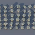 Natural Stone And Wood Decorative Pieces Arranged Neatly In Multiple Rows With Varied Sizes