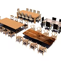 Various Dining Table Sets With Wooden Tabletops And Matching Chairs 3d model