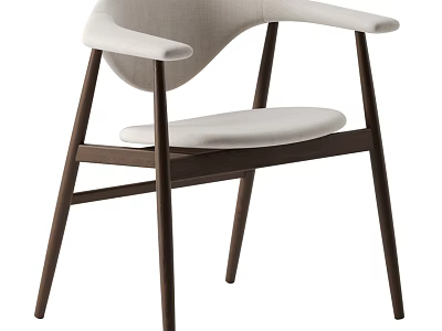 Modern Accent Chair With Light Gray Upholstered Seat And Backrest Dark Wooden Frame And Armrests 3d model