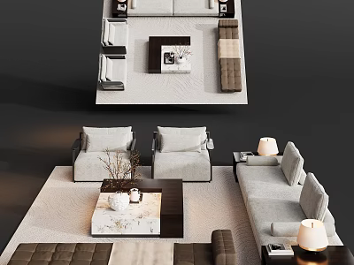 Modern Light Luxury Fabric Sofa And Coffee Table Set For Elegant Living Room Interior Design 3d model