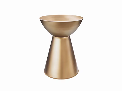 Stylish Gold Metal Accent Table With Conical Base And Round Top 3d model