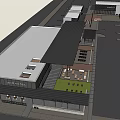 Modern Commercial Complex with Sandwich Shop Parking and Outdoor Seating Area