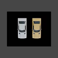 Two Vintage White And Yellow Coupe Cars With Retro Design And Classic Style