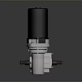 Industrial Mechanical Component With Silver Metal Base Black Cylindrical Top And Connection Port