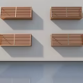 Modern Copper Hinged Doors With Vertical Slats Mounted On Light Wall Surface 3d model