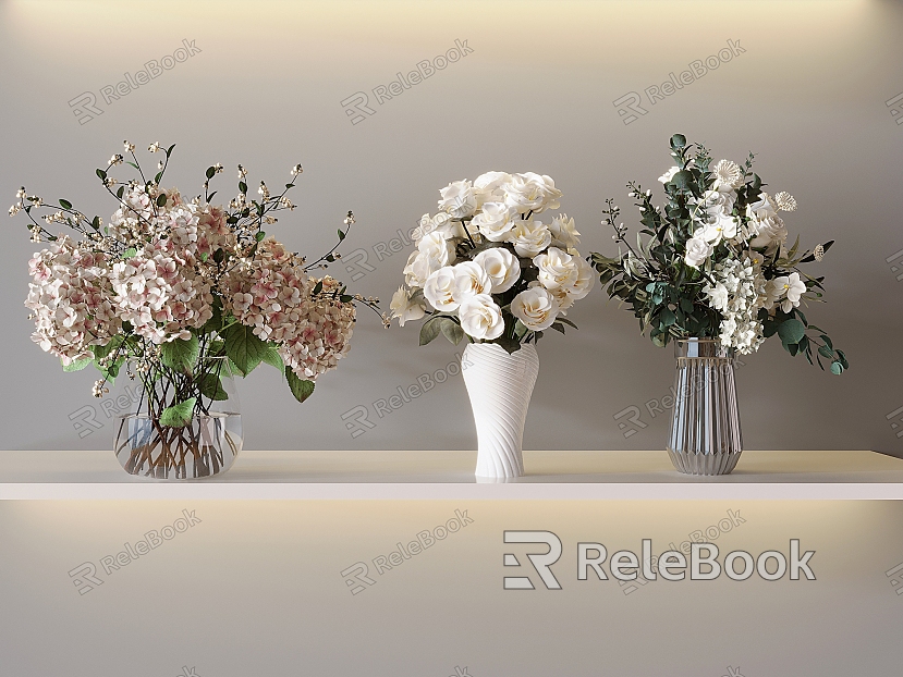 Flower Vase Flower Art Flower Ornaments Glass Vase Rose Hydrangea model